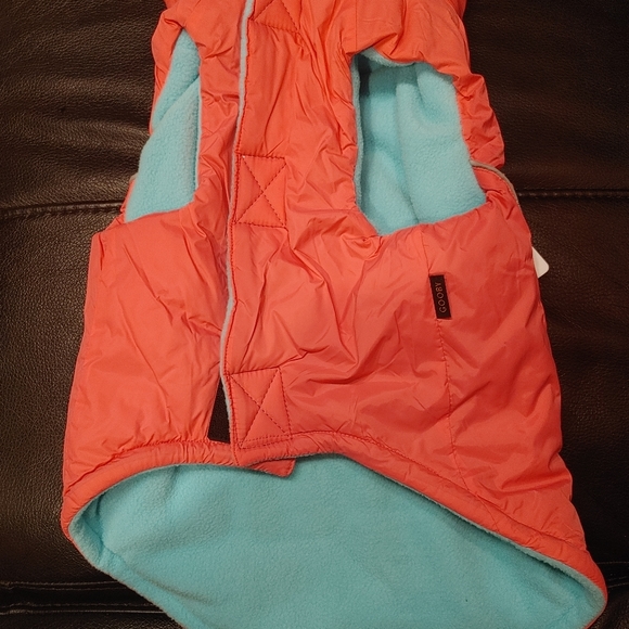 Dog puffer Jacket Hot pink/Teal Fleece - Picture 2 of 7